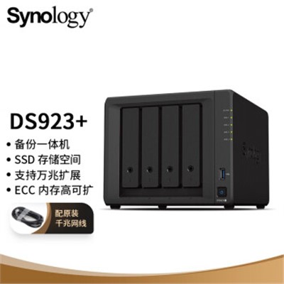 群暉/synology DS923+ 塔式服務(wù)器 4盤(pán)位 NAS網(wǎng)絡(luò)存儲(chǔ)服務(wù)器 備份 共享 云盤(pán) （無(wú)內(nèi)置硬盤(pán) ）